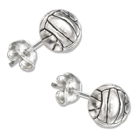 STERLING SILVER MINI VOLLEYBALL EARRINGS ON POSTS