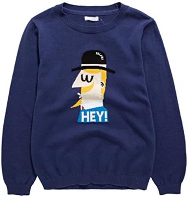 Outuo Little Boys' Long-Sleeved Cartoon Printed Pullover Blue US7