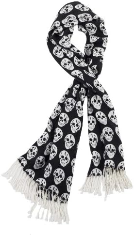 Long Black and White Skull Shawl by Ganz