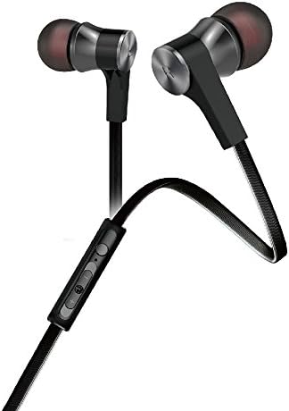 FlexLos SM451 Metal in Ear Earbuds Earphone with Microphone and Volume Control Headphone for Iphone and Other Smartphones (Silver Grey)