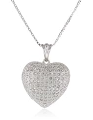 Sterling Silver Pave Diamond Heart Pendant Necklace (1/2 cttw, I-J Color, I2-I3 Clarity), 18"
