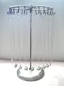 Antique Silver Color 24 Hooks Rotating Necklace Holder Jewelry Organizer Display Stand