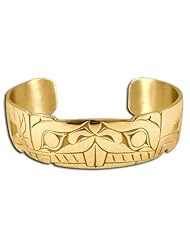 14K Yellow Gold Northwest Coast Native American Beaver Bracelet. Made in USA.