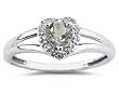 Heart Shaped Green Amethyst and Diamond Ring