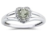 Heart Shaped Green Amethyst and Diamond Ring