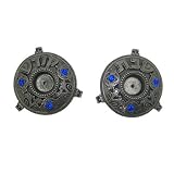 Set of 2 Pewter Plated Antique Inspired Candlesticks With Blue Stone Accents