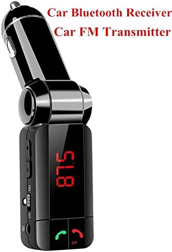 FM Transmitter, Bluetooth Receiver, FLYMAY Wireless Car Bluetooth FM Transmitter with Hands free Calling, Dual USB Ports(Charge/Flash Drive Music Play), 3.5mm Aux-out Line &amp; Separate Power Switch