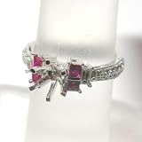 14K White Gold Ruby and Diamond Engagement Ring Semimount