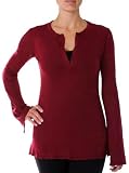  : Beyond Yoga Pima Modal Long Sleeve Henley (Wine, Small)
