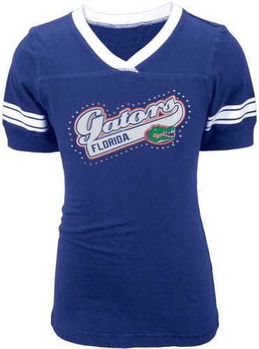 Florida Gators - Rhinestone Swoop Logo Game Day Girls Youth T-Shirt Blue 10