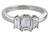 18k White Gold Emerald Cut 3-Stone Diamond Ring (0.71 ct center, 1.34 cttw, E-F Color, VS Clarity), Size 6