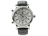 Burgmeister Nevada Bm105-112 Gents Automatic Analogue Wristwatch Black Leather Strap Silver Dial Day Date Month Year