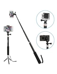 Photography: iKross 3in1 GoPro Hero / smartphone / Camera Monopod Selfie Handheld Extendable Stick Pole with Mount Holder & Mini Tripod - Black - iKross