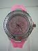 Ladies Chronograph Style Sportswatch with Hot Pink Silicone Band - Womens Fashion Watch with Rhinestone Bezel