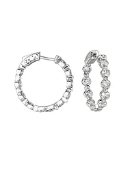 4 Carat 20 Pointer Diamond Inside Out Hoop Earrings 14K White Gold