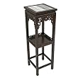 Antique Style 40" Square Accent / End Table With Mahogany Finish, Carved Trim & Marble Top
