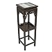 EXP Antique Style 40" Square Accent / End Table With Mahogany Finish, Carved Trim & Marble Top