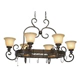 Golden Lighting 8063-PR62 BUS 8 Light Heartwood Pot Rack Island