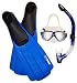 Sporting Goods : Mask, Semi Dry Snorkel, and Fin Package for Snorkeling Set Gear Travel Fins