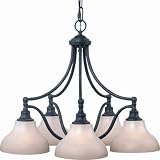 Royce Lighting RC700/5-23 Prescott 5-Light Chandelier with White Alabaster Glass, Oil Rubbed Bronze