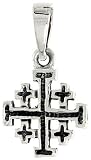 Sterling Silver Oxidized Jerusalem Cross Pendant, 9/16 (15mm) tall