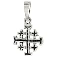 Sterling Silver Oxidized Jerusalem Cross Pendant, 9/16" (15mm) tall