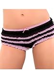 Plus Size Mesh Stripe Ruffle Boyshort