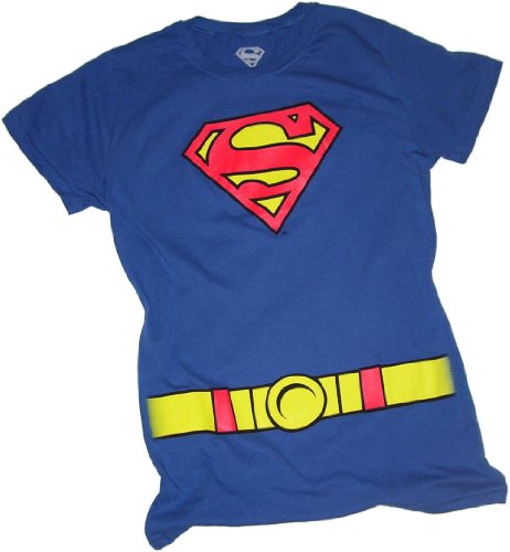  Supergirl Costume All-Over Print Crop Sleeve Fitted Juniors T-Shirt