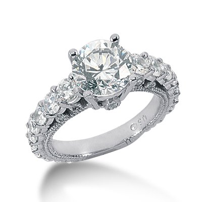 2.00CT F-G Color SI1 Clarity 14KT White Gold Diamond Engagement Ring