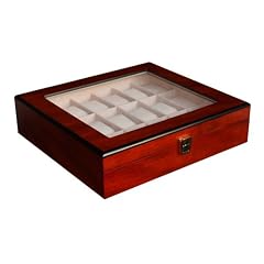 UHRENBOX HOLZ UHRENSCHATULLE 18 UHREN UHRENVITRINE MIT ECHTGLAS