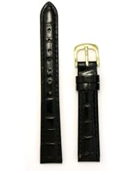 Ladies Alligator Grain Leather Watchband Black 13mm Watch Band - by JP Leatherworks