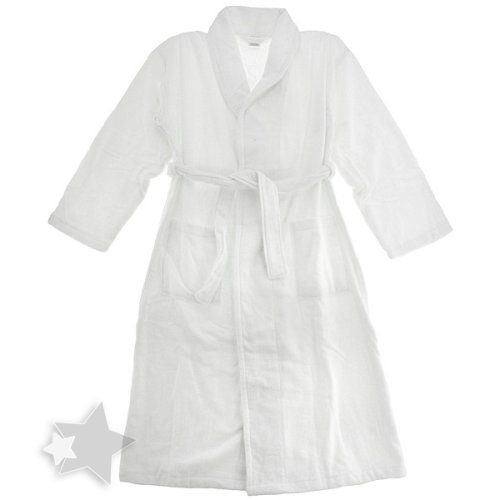 Buy White Cotton Velour Bath Robe for Men