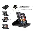 Amazon Kindle Fire Tablet Polyurethane Leather Case Cover Rotating 360 Multi-View Folio Stand (Black)