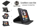 Amazon Kindle Fire Tablet Genuine Leather Case Cover Rotating 360 Multi-View Folio Stand (Black)