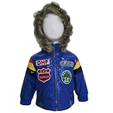 ベビー ジャンパー 男の子 エナメル ブルゾン 防寒用 ジャケット ワッペン フード ブルー 90