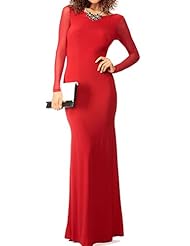 Plunging Neck Jersey/Polyester/Spandex Open-Back Mesh Cocktail Club Dress/Evening Dress/Homecoming Dress/Prom Dress/Party Dress/Maxi Dress 