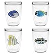 Aquarium Fish 16 oz Insulated Beverage Tumblers Set, Clear (4 designs)