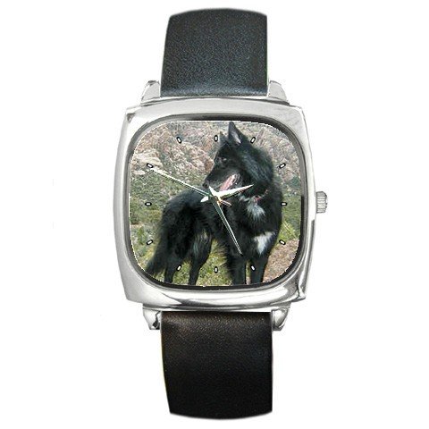Belgian Sheepdog Square Metal Watch