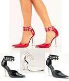 HEAT-08, 4 1/2'' Chrome Metal Spikes Heel Shoes with Studded Ankle Cuff in 4 Colors