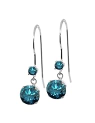1.23 Ct Round Blue Diamond 14K White Gold Earrings