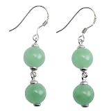 EXP Sterling Silver Jade Sphere Dangle Earrings