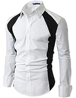 Doublju Mens Dress Shirt with Contrast Side Pannel
