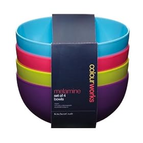 Kitchen Craft Colourworks Melamine Bowls, 15cm, Set of 4