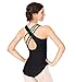 Adult Asymmetrical Tank Leotard,N9502BLKS,Black,Small
