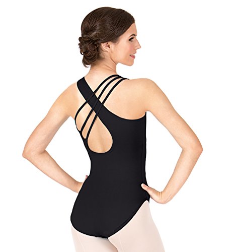 Adult Asymmetrical Tank Leotard,N9502BLKS,Black,Small