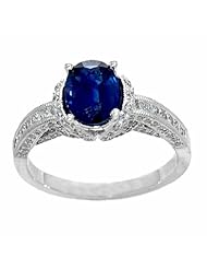 14K White Gold Sapphire and Diamond Ring -- LIFETIME WARRANTY