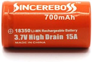 ESYB(Sincereboss) 18350 700mAh High Drain Flat Top Rechargeable Li- ion Batteries Pack of 2