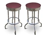 2 Burgundy / Maroon Vinyl Specialty / Custom Barstools Set