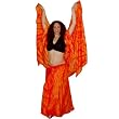 Tri-Color Red, Orange and Gold Full Circle Silk Skirt