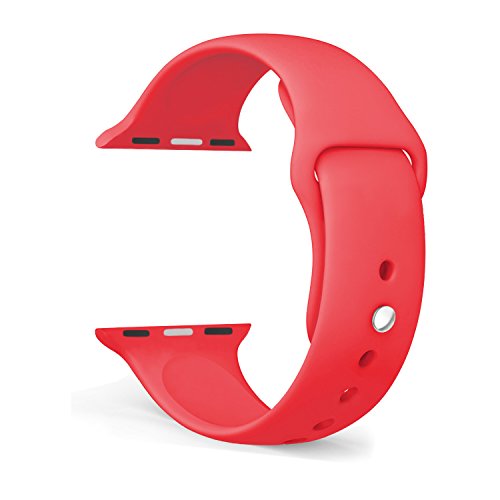 Apple Watch Band - FanTEK Soft Silicone Sport Style Replacement iWatch Strap for Apple Wrist Watch 38mm Models S/M Size (Red)